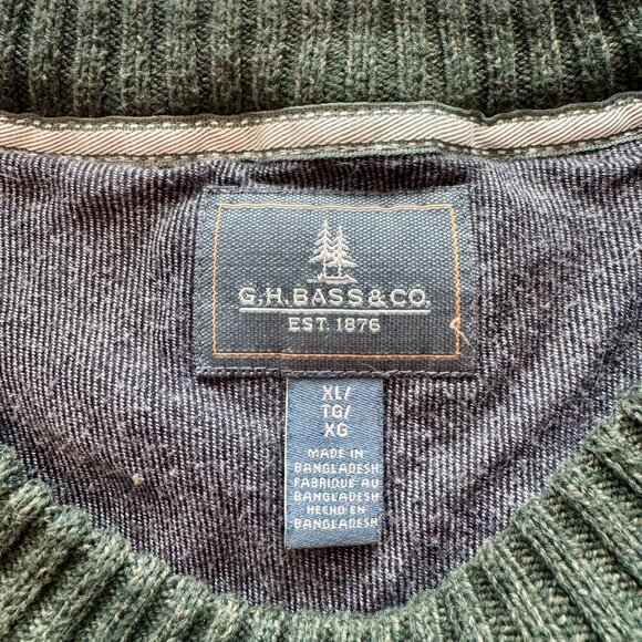 G.H. BASS & CO. Dark Green Cable Knit Pullover Sweater - Picture 5 of 5